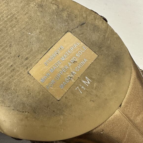 Coldwater Creek Shoes Women 7.5 Gold Bronze Metallic Woven Slingback Kitten Heel - Picture 10 of 12